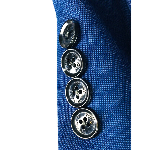 40R Tommy Hilfiger Mens 2 Button Blazer Jacket Pindot Navy Powder Blue - Picture 8 of 13